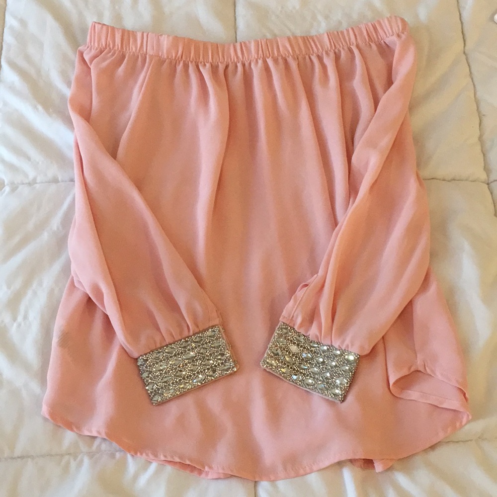 Pink off the shoulder blouse